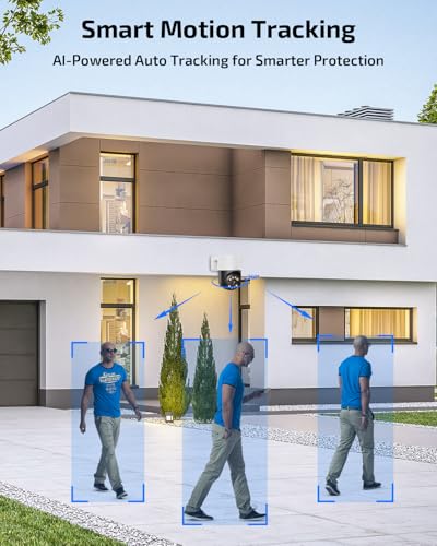 Image of 《2-Way Audio & Auto-Tracking》4K Outdoor Wired Security Camera System,360 Degrees Security PTZ IP Cameras,Surveillance Video Equipment