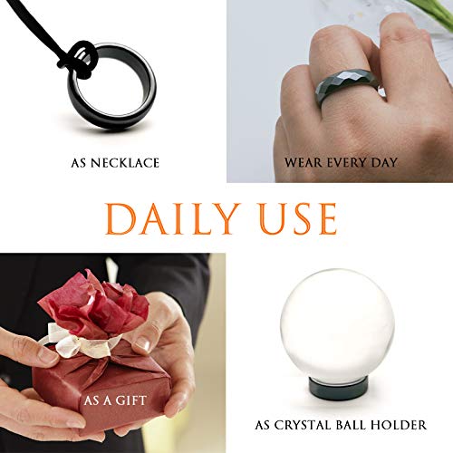 Morchic 10Pcs Hematite Stone Multi Faceted Rings For Women Men Unisex, 6Mm Thick (Pack Of Mixed Size) #TOP4