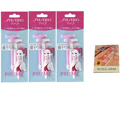Shiseido Facial Razor T-Shaped 3pcs x 3 Pack (total 9 pcs) with Premium Oil Blotting Paper Value Set