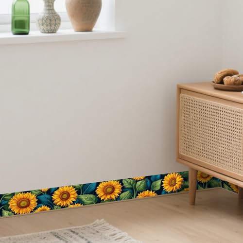 Image of Nuxovilar Sunflower Floral Peel Stick Wall Border PVC 3.94x16.4'