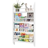 Holdfiturn Kids Bookshelf Kids Bookcase 4-Tier Book Shelf Display Rack 10 CM Depth Wooden Childrens Bookcase Suitable for Children's Bedroom Nursery Playroom White 116.5x60x 10CM