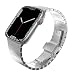KADES Solid Stainless Steel iWatch Band Link Bracelet Compatible for Apple Watch Series 3/2/1 42mm & Series 4 44mm (Butterfly Clasp, Silver)