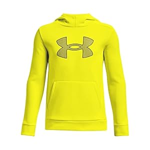 Under Armour Boys ArmourFleece Big Logo Hoodie , (705) Yellow Ray / Yellow Ray / Black , Youth Small