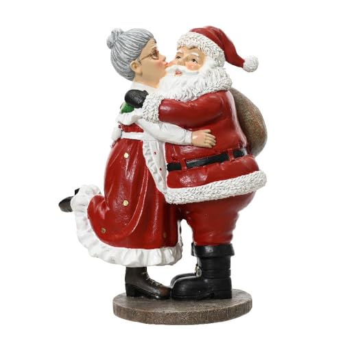 VARZI Figura de Papá Noel con mamá navideña con beso en la mejilla, decoración romántica de interior, 20 cm, 1956