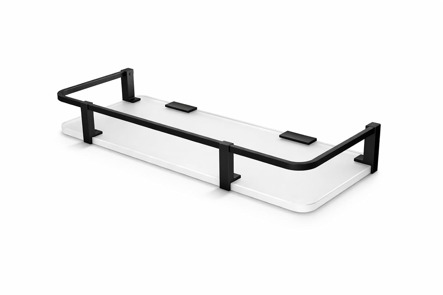 Acrylic Wall Shelf, 15" x 5", Clear and Black, Modern Style FLOTUS-1920-A | Desktop Organiser, Metal & Acrylic Build, Cable Management, Workspace Storage, Modern Design, Bathroom, Kitchen, Home, Decor-image-36