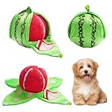 Nocciola Hide and Seek Plush Dog Toys, Watermelon Interactive Toy for Small Dogs, Green Puppy Puzzle Squeaky Toys with Crinkle Papers for Boredom, Dog Nosework Toy for Medium Pet