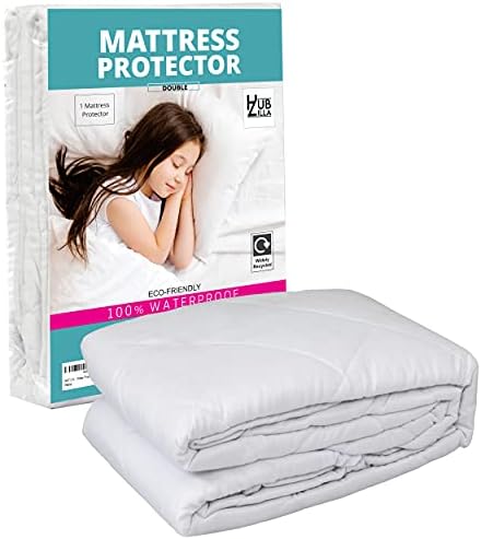 Waterproof Mattress Protector Double Bed - White  135 x 190 x 40 CM Extra Deep Quilted Double Mattress Protector-Double Mattress Cover with Breathable Padding & 360° Elasticized Belt-Hotel Quality
