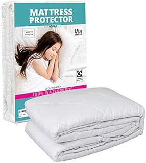 Waterproof Mattress Protector Double Bed - White  135 x 190 x 40 CM Extra Deep Quilted Double Mattress Protector-Double Mattress Cover with Breathable Padding & 360° Elasticized Belt-Hotel Quality