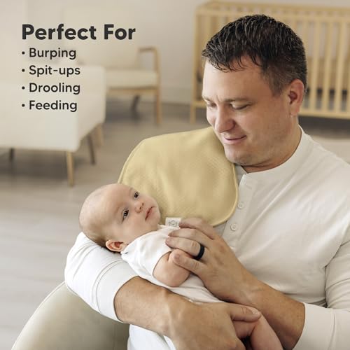 Image of KeaBabies 5-Pack Organic Burp Cloths Baby Girl, Boy - Extra Large, Absorbent Baby Burp Cloths, Soft Burping Cloths for Babies, Newborn Burp Clothes, Cotton Burp Rags, Thick Burp Cloth (Palms /Quin)
