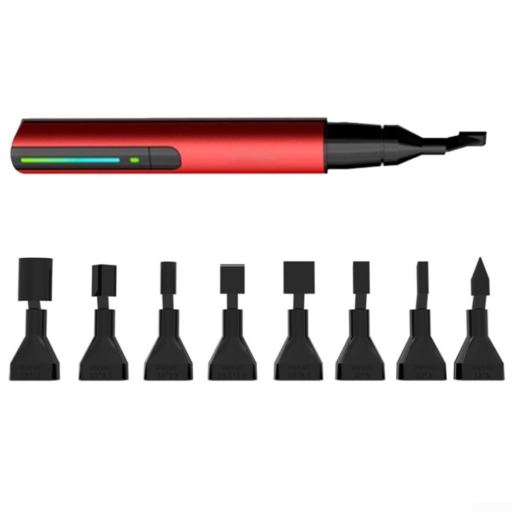 Juego de lijadora alternativa, bolígrafo de lijado eléctrico de 3 velocidades, 2800-3600 CPM con 8 puntas de nailon para tallado de madera, arcilla, pulido, manualidades, color rojo