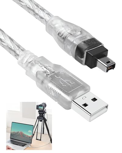 1.5M Firewire IEEE 1394 4 Pin to USB 2.0 Adapter Cable, 4-Pin Male to Male Data Converter Lead Adapter Cord Compatible with iLink Thunderbolt Sony DCR-TRV75E Mini DV D8 Digital Camera Video No Capture