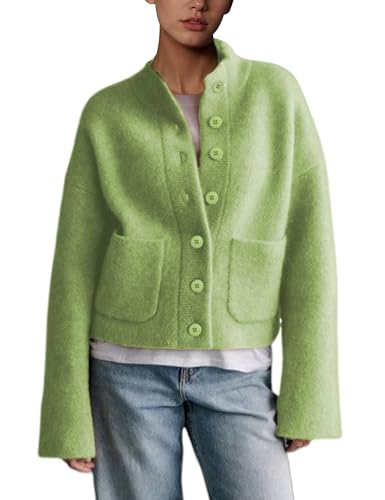 Womens Wool Blend Knit Cardigan Sweaters Long Sleeve Button Down Trendy Sweater Jackets Outwear