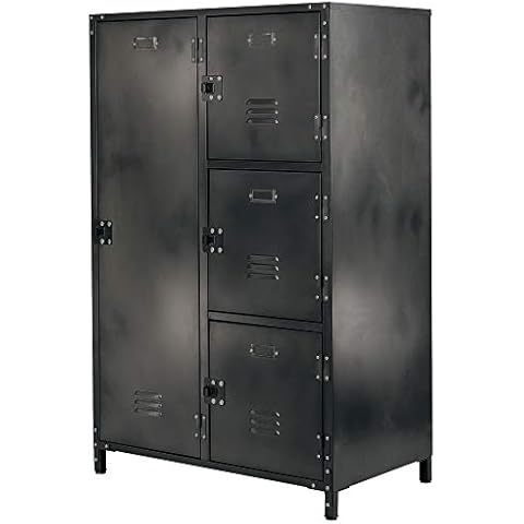 Allspace 4 Door Steel Storage Wardrobe Locker with Dark Weathered Finish, Vintage, Industrial, for Clothing, Home, Office, School, Dorm, Teen, Shop, Vented, Lockable, Durable Powdercoat - 240038T Cover