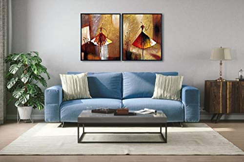 Wieco Art Framed Art Ballet Dancers 100% Hand Painted Paintings Abstract Canvas Wall Art For Home Decor With Black Frame #TOP20