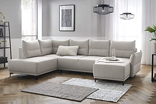 Lisa Design - Arya - canapé d'angle panoramique - Convertible avec Coffre - 7 Places - Gauche