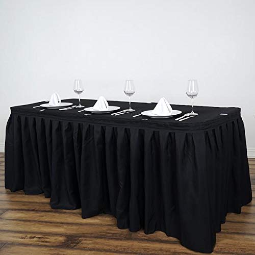14 feet x 29-Inch Black Polyester Banquet Table Skirt Linens Wedding Party Events Decorations Kitchen Dining Catering