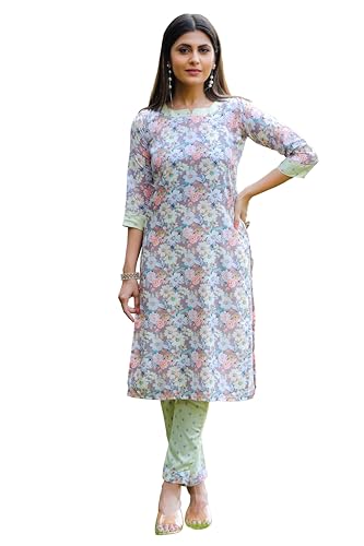 Image of Sugathari Women's Kurta Set for Women | Women Kurta | Women Kurta Sets Kurtis | Women Kurta Pant Set | Women Kurta Pant Set Women Kurti Set with Pant | Women Kurti Set with Pant Cotton (KP 96)