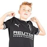 Ausschnitt: V-Ausschnitt PUMA Borussia Mönchengladbach Trikot Away mit Sponsor 2024/2025 Kids schwarzsilber 128