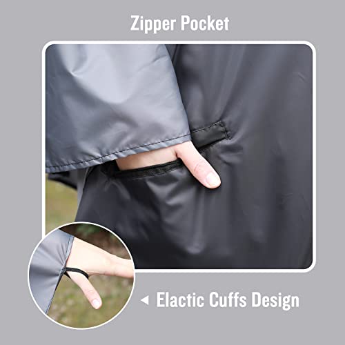 Image of SaphiRose Adult Rain Poncho Waterproof Hooded Zipper Raincoat with Pockets | OEKO-TEX Certified 100% Polyester, Lightweight Packable Storage Pouch, Heat-Sealed Seams, Quick-Dry for Outdoor Hiking