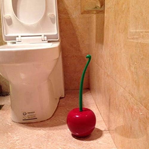 Catalpa Flower Toilet Brush, Wine Red Cherry Shape Toilet Brush, Plastic Holder Set