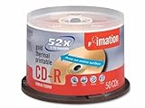 Imation 66000106444 52x CD-R 700 MB 80 Min 50 Pack Spindle Bulk with No Logo and Gold Thermal Printable