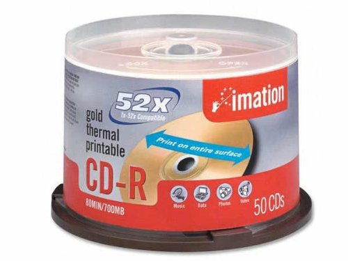Imation IMN17300 CD Recordable Media, CD-R, 52x, 700 MB, 50 Pack Spindle