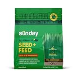 Sunday Northwest Grass Seed & Fertilizer with Tall Fescue - Sun & Shade | Perennial Ryegrass Lawn Seed Blend Feeds & Conditions Soil; 9-0-2 NPK Covers 1,500 Sq Ft in Sun or Shade.