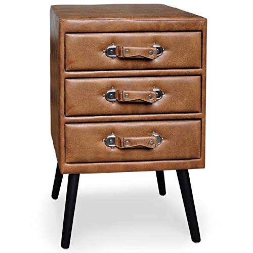Paris Prix - Commode 3 Tiroirs en Simili Strano 78cm Marron