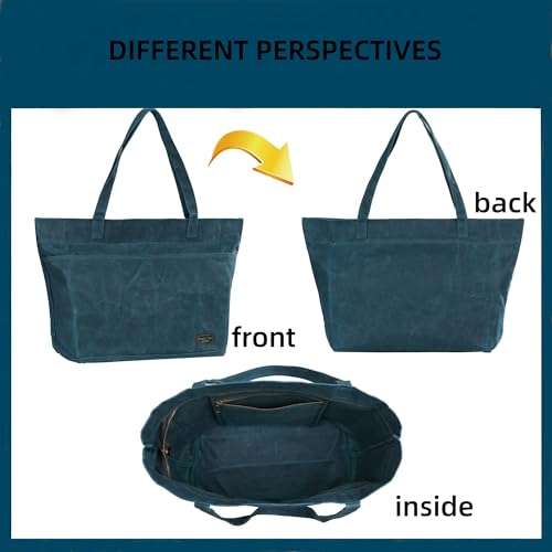 Bolsa resistente de lona encerada con cremallera y asas miniatura 4