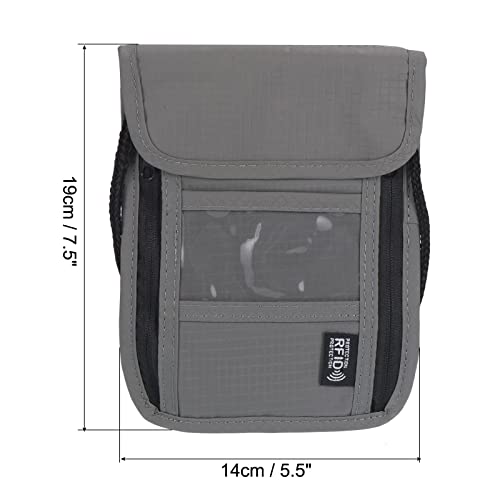 PATIKIL Neck Wallet, 2 Pack Passport Holder RFID Waterproof Travel Wallet Neck Pouch with Adjustable Strap for Women & Men, Gray2
