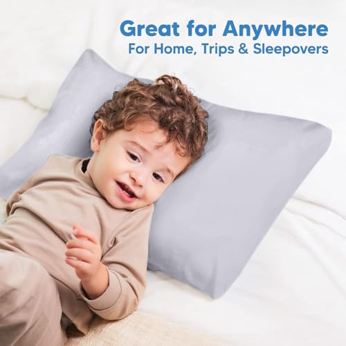 Image of Pack of 2 Youth Pillowcases 16x22 Premium 100% Cotton Blend Silver Youth Pillow Case Envelope Closure, Super Soft and Cozy Youth Pillow Covers (Size-16x22, Silver)