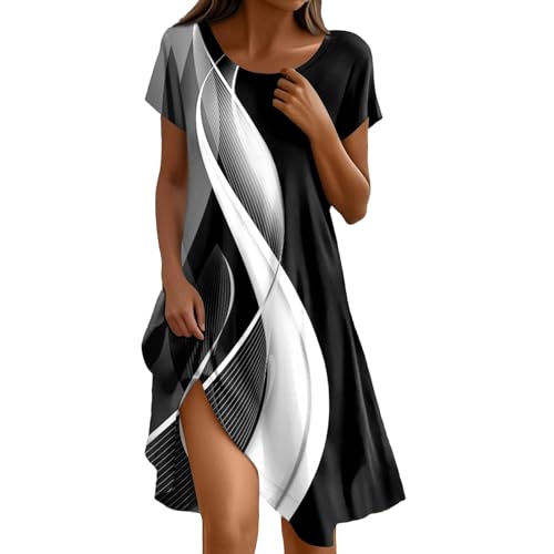 WVONIF Robe Femme Chic Et Elegant Tenues Élégante Vetement Ete Grande Taille Fleurie Boheme De Plage Sexy Mi-Longue Summer Dresses for Women for Plague...