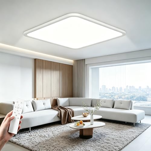 Plafonnier LED 52W dimmable 3000K-6500K étanche IP44 pour cuisine et salon