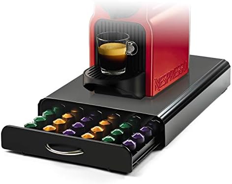 Home Treats 60pc Nespresso Capsule Drawer Pod Holder Carbon Black -60Pc Capsules Holder & Machine Stand - for Nespresso Original Line Pods