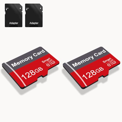 Image of 2 Pack Memory Card 128GB with Adapter, High Speed TF Card, UHS-I C10 A1 Memory TF Card for Tablet /Mobile Phone /Camera /Car Audio /Game Console (128, GB)