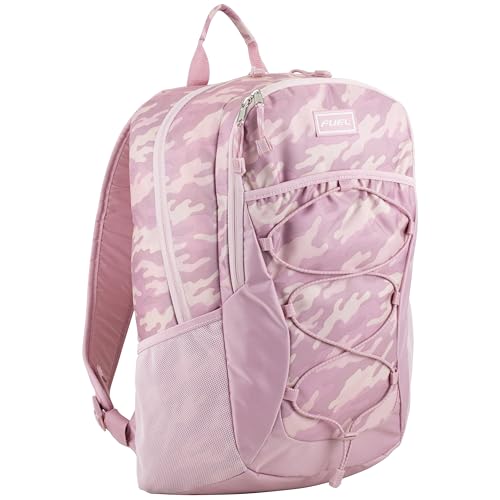 FUEL Sport Backpack w/Multiple Compartments & Bungee Great for Sports, Travel, Leisure, Classroom, Outdoors, Hiking - Pink Camo