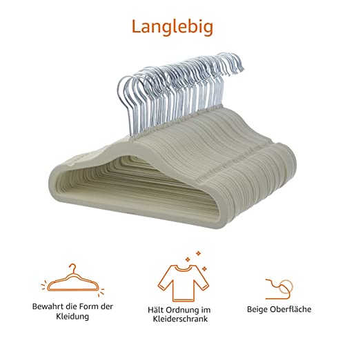 Amazon Basics - Baby-Kinder-Kleiderbügel aus Samt, Beige- 50er-Pack – Bild 5