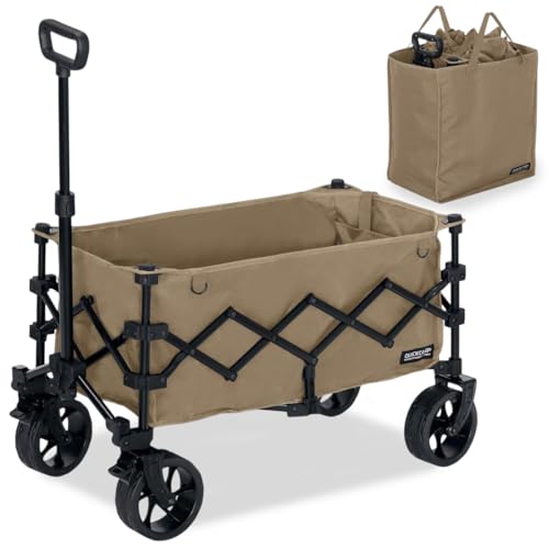 [クイックキャンプ] ケース付き アウトドアワゴン キャリーカート お散歩 耐荷重80kg キャンプ ショッピング 折り畳み 台車 荷台 ピクニック おしゃれ サンド