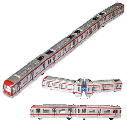 OTONOPI 4 Pcs Toy Train Set Alloy Subway Underground, Magnetic Subway Toys, Die cast Bullet Train with Magnetic Connectors, Linked High Speed Locomotive Engine Toy Car for Kids Age 3 Up