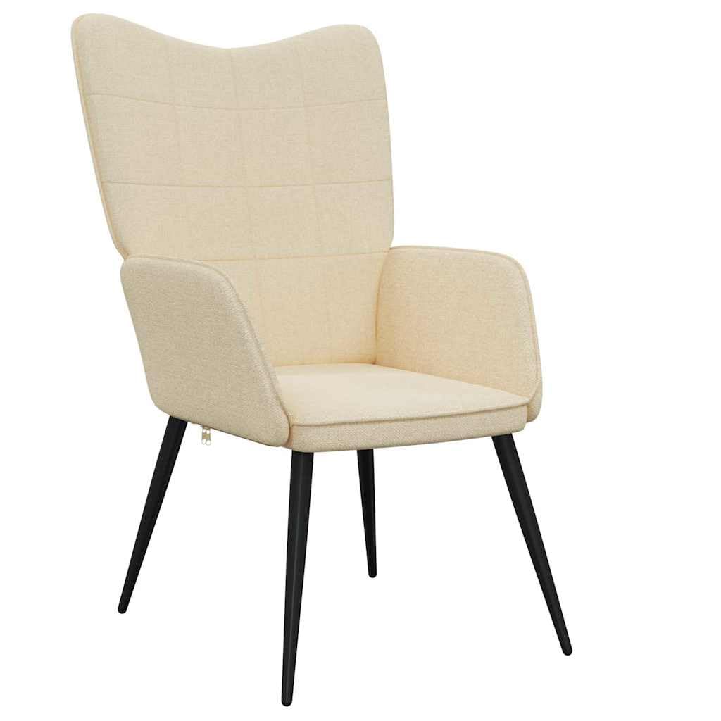 Sillón de relax con taburete de tela crema acolchado ergonómico con reposabrazos y respaldo, muebles de salón para salón y oficina, giratorio, moderno escandinavo, pequeño y cómodo