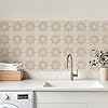 meihea 30 Pack, 4x4 Inch Neutral Peel and Stick Tiles, Modern Geometric Sunburst Decals for Backsplash, Stairs, Furniture & Countertops #3