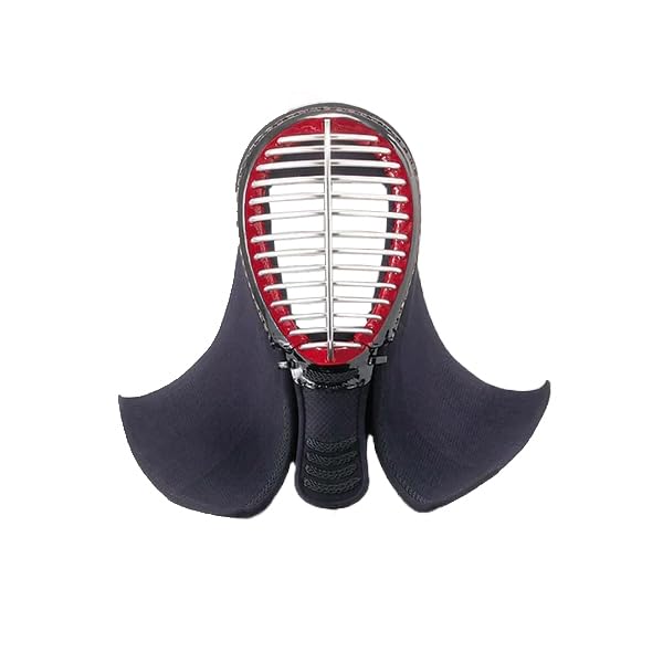 Amazon | 剣道面 西日本武道具 頂赤 面単品 5mm紺合皮 (中 大 サイズ