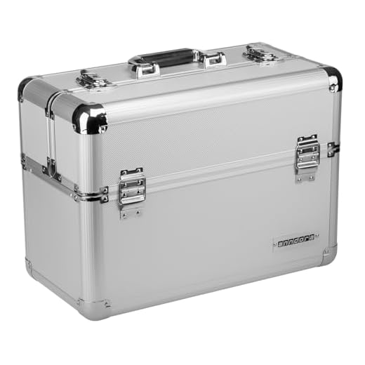 anndora® Werkzeugkoffer 24L Präsentationskoffer Etagenkoffer Silber + Schlüssel