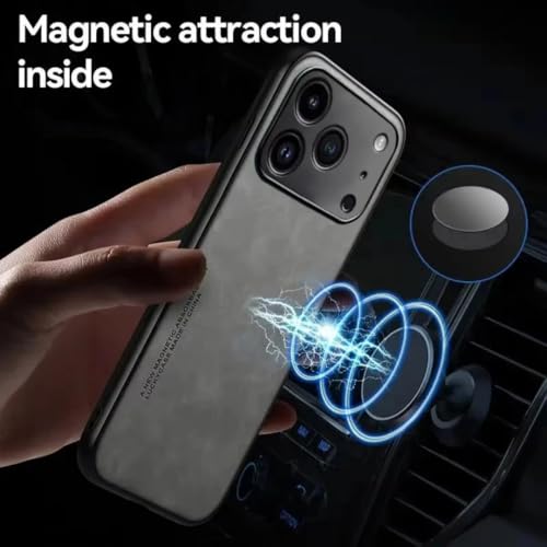 Étui de luxe iPhone 16 Plus antichoc cuir gris de protection - 5