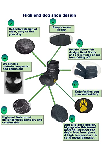 Hidapetg Dog Boots Shoes Waterproof Boots For Medium To Large Dogs With Reflective Strips Non-Slip Booties For Outdoor 4Pcs/Set (Reflective Tape(Narrow), Size 5(Pack Of 4)) #TOP2