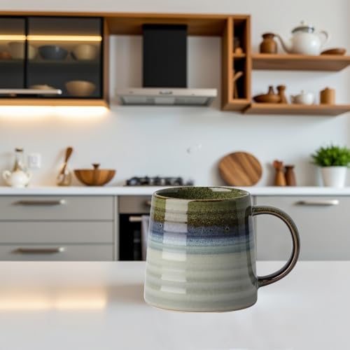 Taza de cerámica grande de 16 oz con asa y base ancha miniatura 5