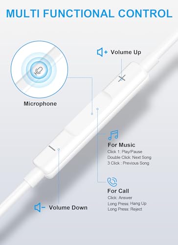 USB C Headphones for iPhone 17 16 15, Wired Earbuds USB C with Microphone & Volume Control, for Apple Headphones Wired, Earphones for iPhone, Android, iPad, Galaxy S25 S24 Ultra, Pixel 9 【2 Packs】 - image 4