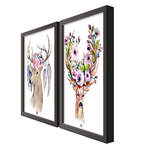 Image of PAINTINGMANTRA- Beautiful Deer Theme 2 Poster Set with Frame - 13.5x 17.5 inchs