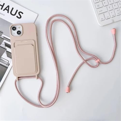 Coque iPhone avec cordon bandoulière amovible en silicone rose compatible iPhone 16 et 15