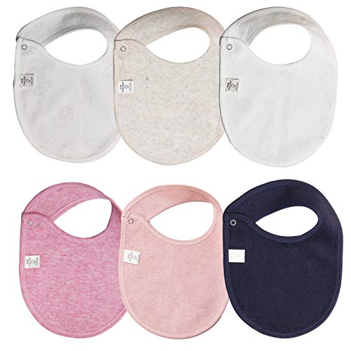 Image of Real Basics bib set of 6 for kids, 100% cotton, for new borns, girls and infants.(soft and absorbent /multicolour)